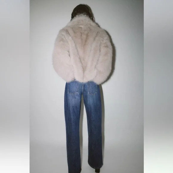 New ZARA Short Faux Fur Toggle Coat - Picture 6 of 10